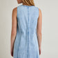 Sleeveless V-Neck Button Down Denim Mini Dress
