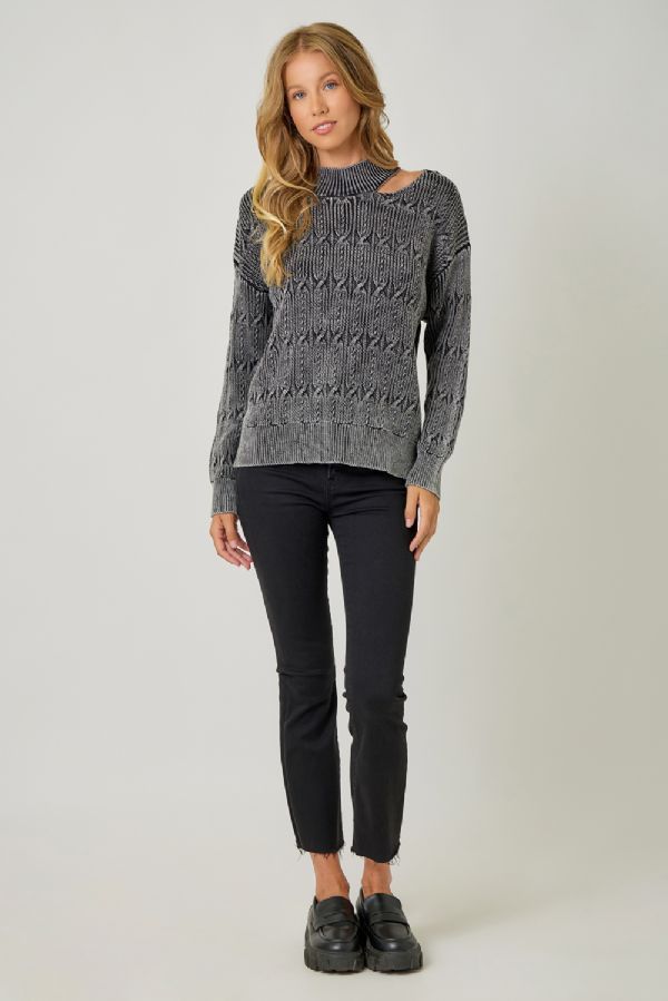 Cutout Mock Neck Sweater Top