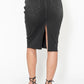 High Waist Rhinestone Embellished Mid Length Black Denim Skirt