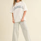 Stripe and Washed Effect Barrel Shape Pants