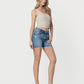 High Rise Raw Hem Boyfriend Shorts