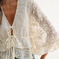 Boho Embroidered Sheer Blouse Flowy Bell Sleeves