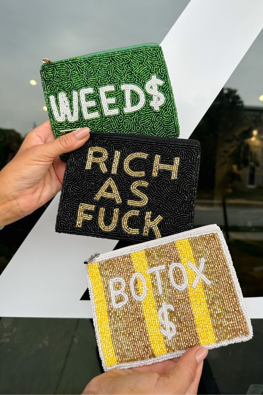 Rich as F*ck Hand Beaded Coin Purse