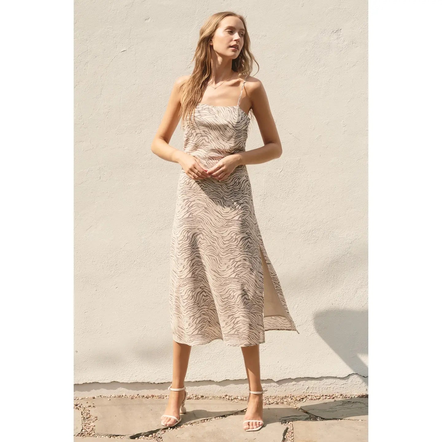 Fair Play Ruched and Slit Midi Dress