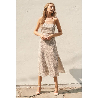 Fair Play Ruched and Slit Midi Dress