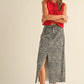 Leopard Print Slit Front Skirt