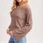 Boho Pointelle Open Knit Top Pullover