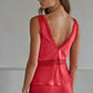 Woven Polyester Spandex Satin Sleeveless V-Neck Top