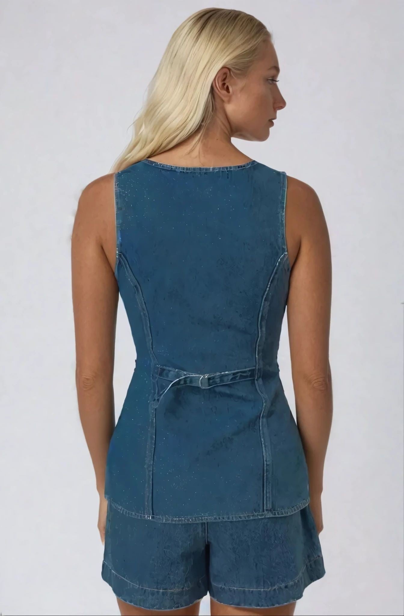 Longline Button Up Denim Vest