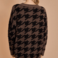 Oversized Houndstooth Print Sweater Dress