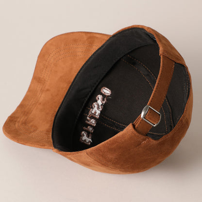 Espresso Text Embroidery Suede Baseball Cap