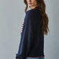 Knit Sweater Crew American Flag Pullover