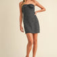 Tweed Strapless Front Bow Mini Dress