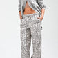 Elastic Waist Leopard Printed Cargo Pants