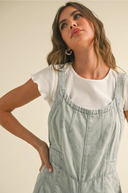 Wide Leg Denim Jumpsuit