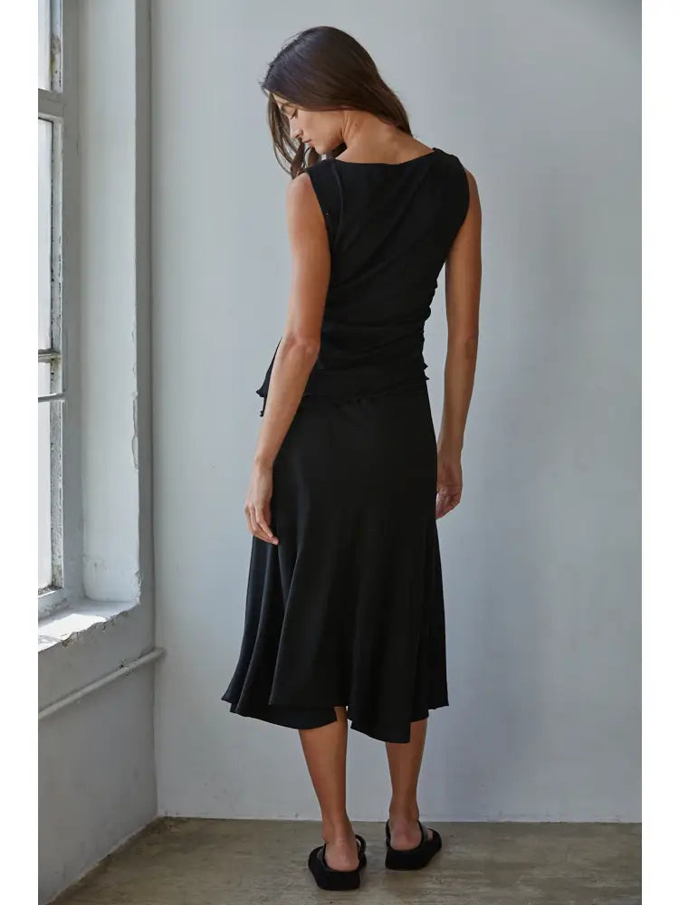 Knit Viscose Spandex Layered Sleeveless Top
