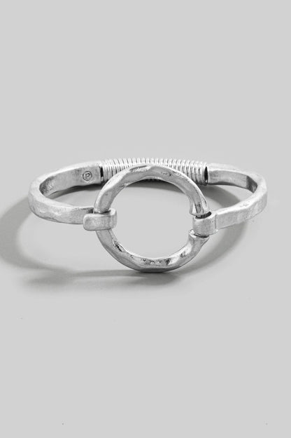 Hammered Circle Hook Bangle Bracelet