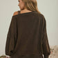 Tiered Sleeve Boat Neck Exposed Seam Knit Top