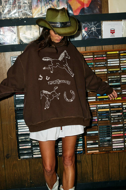 HORSE Graphic Reversible Mock-Neck Sweatshirt