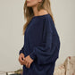 Tiered Sleeve Boat Neck Exposed Seam Knit Top