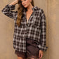 Plaid Collared Long Sleeve Button Down Top