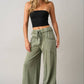 Mineral Wash Curved Seam Wide Leg Pants