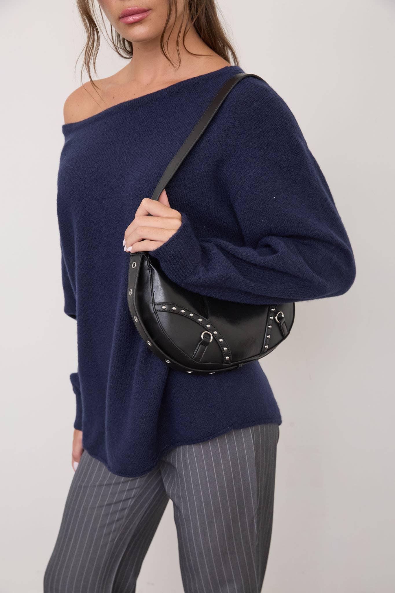 Boat Neck Oversized Knit Pullover Sweater