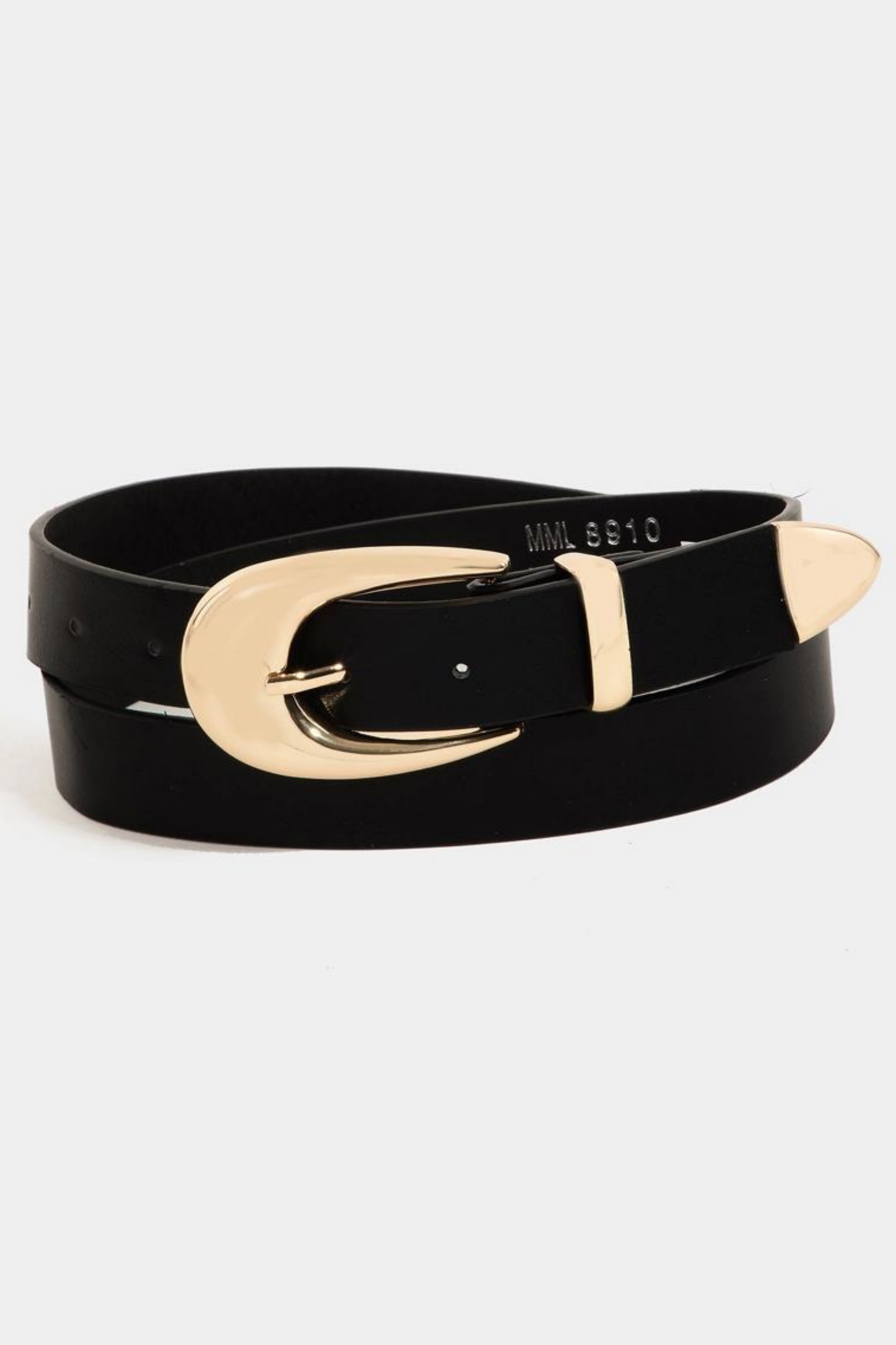 Sleek Faux Leather Belt with Oval Buckle