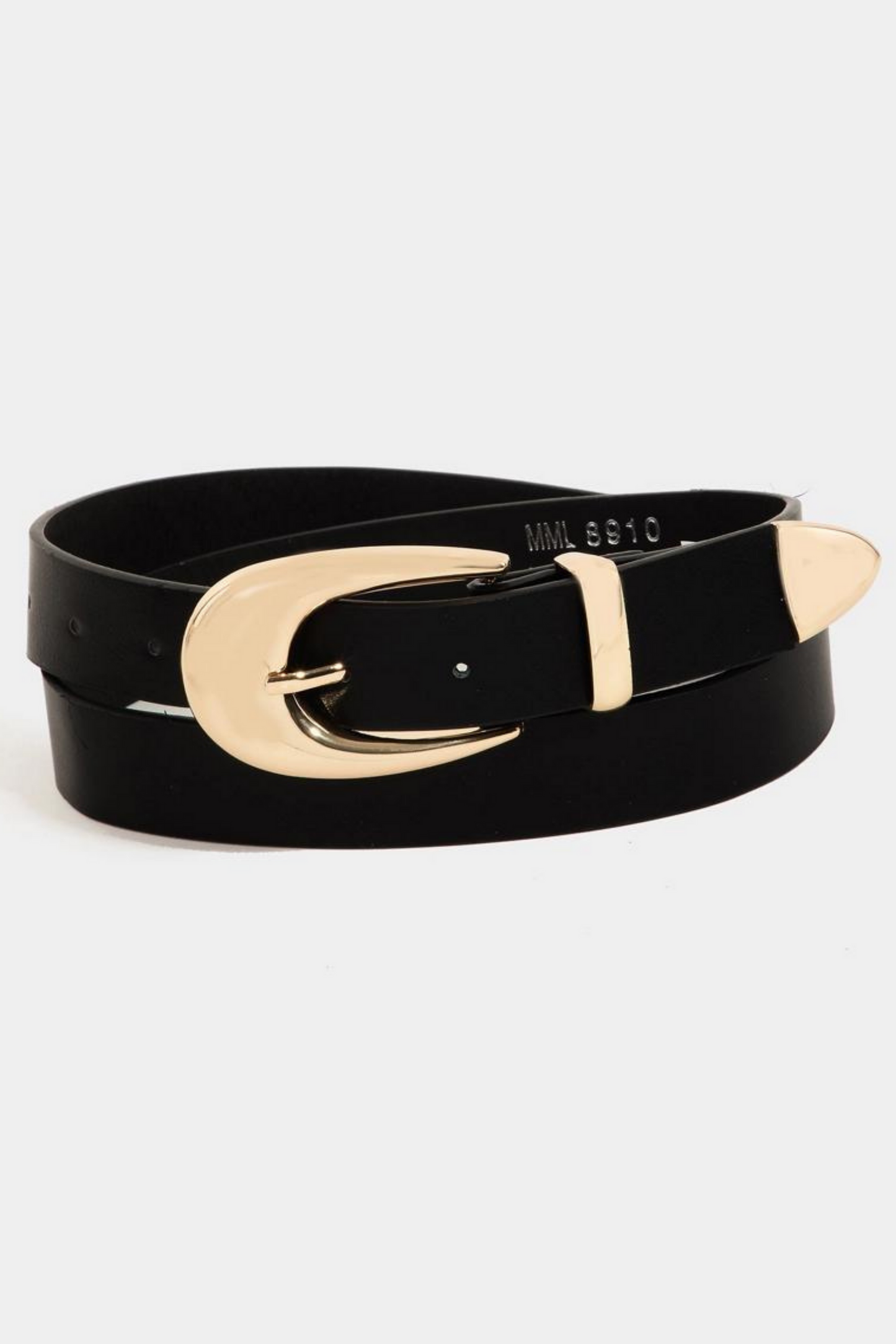 Sleek Faux Leather Belt with Oval Buckle