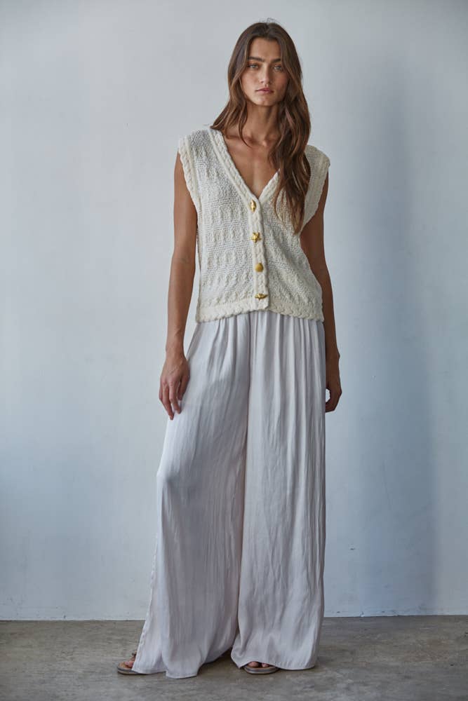 Woven Satin Wide Leg Pants