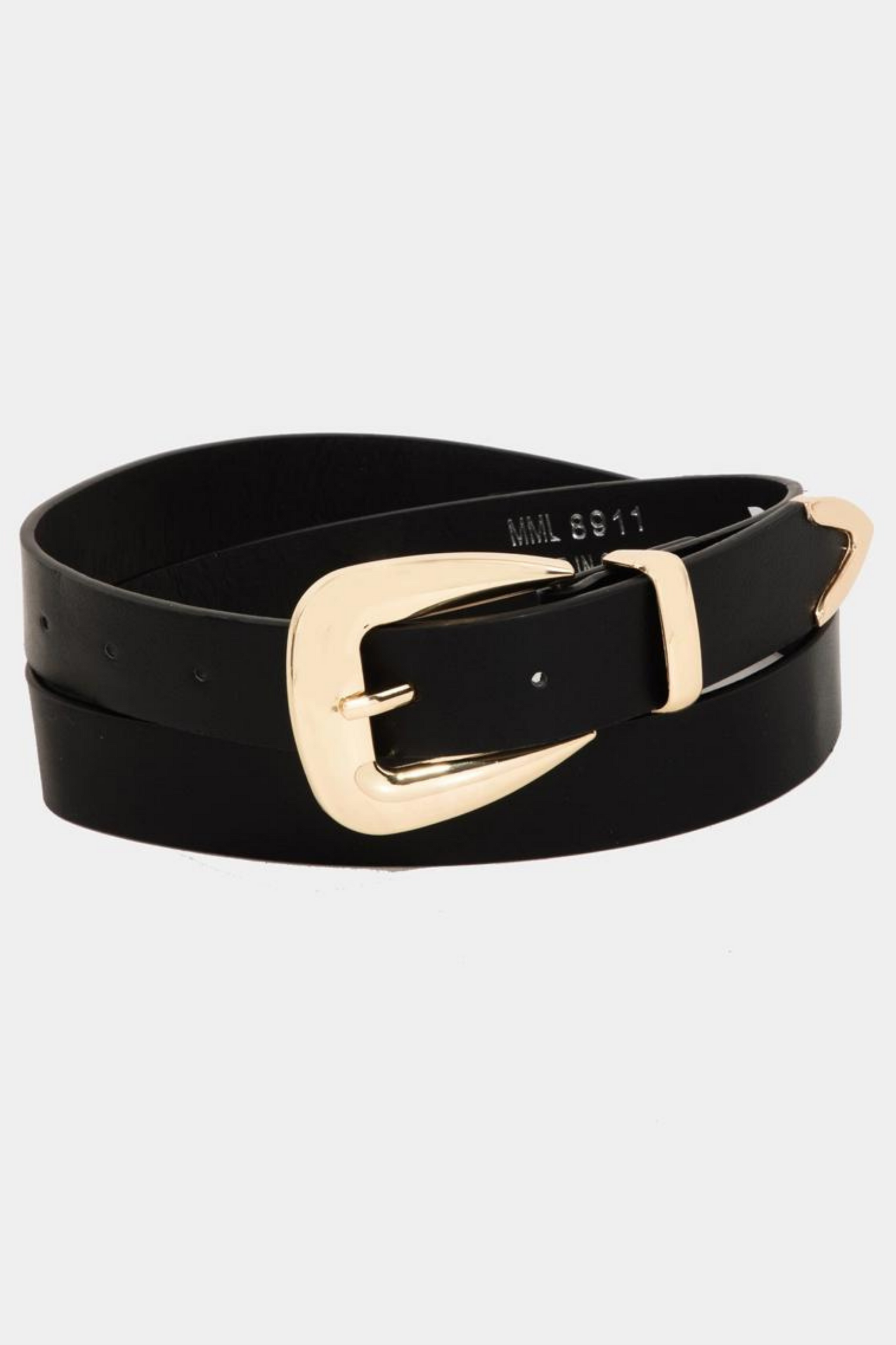 Smooth Faux Leather Belt with Wide Buckle