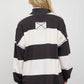 Wide Stripe Half Zip Long Sleeve Knit Top
