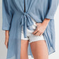 Tie-Front Dophin Hem Tunic Shirt