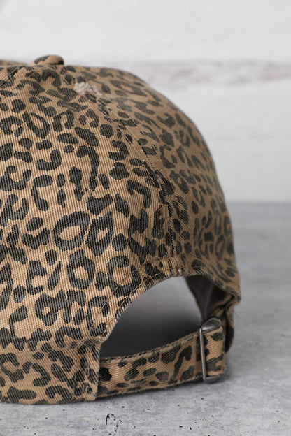 Leopard Distressed Cotton Baseball Cap