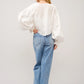 Ruffle Front Tie Eyelet Embroidered Top