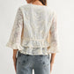 Boho Embroidered Sheer Blouse Flowy Bell Sleeves
