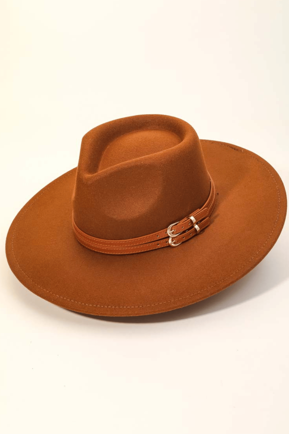 Double Belt Strap Fedora Fashion Hat