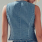 Fitted Gold Button Front Denim Vest