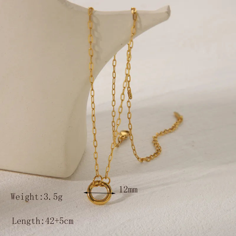 Gold Plated Paperclip Necklaces with Ring For Charms
