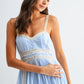 Breezy Blue Lace Trim Maxi Sundress