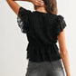 Lace Ruffled Semi-Sheer Blouse