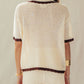 Contrast Trim Crochet Knit Two-Piece Set