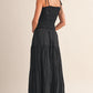 Smocking Top Crinkled Maxi Skirt Set