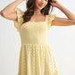Sunshine Smocked Maxi Dress Eyelet Ruffle Sleeves
