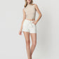 Super High Rise Raw Step Hem Drawstring Mom Shorts