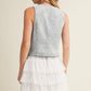 Light Wash Denim Vest with Buckle Closure