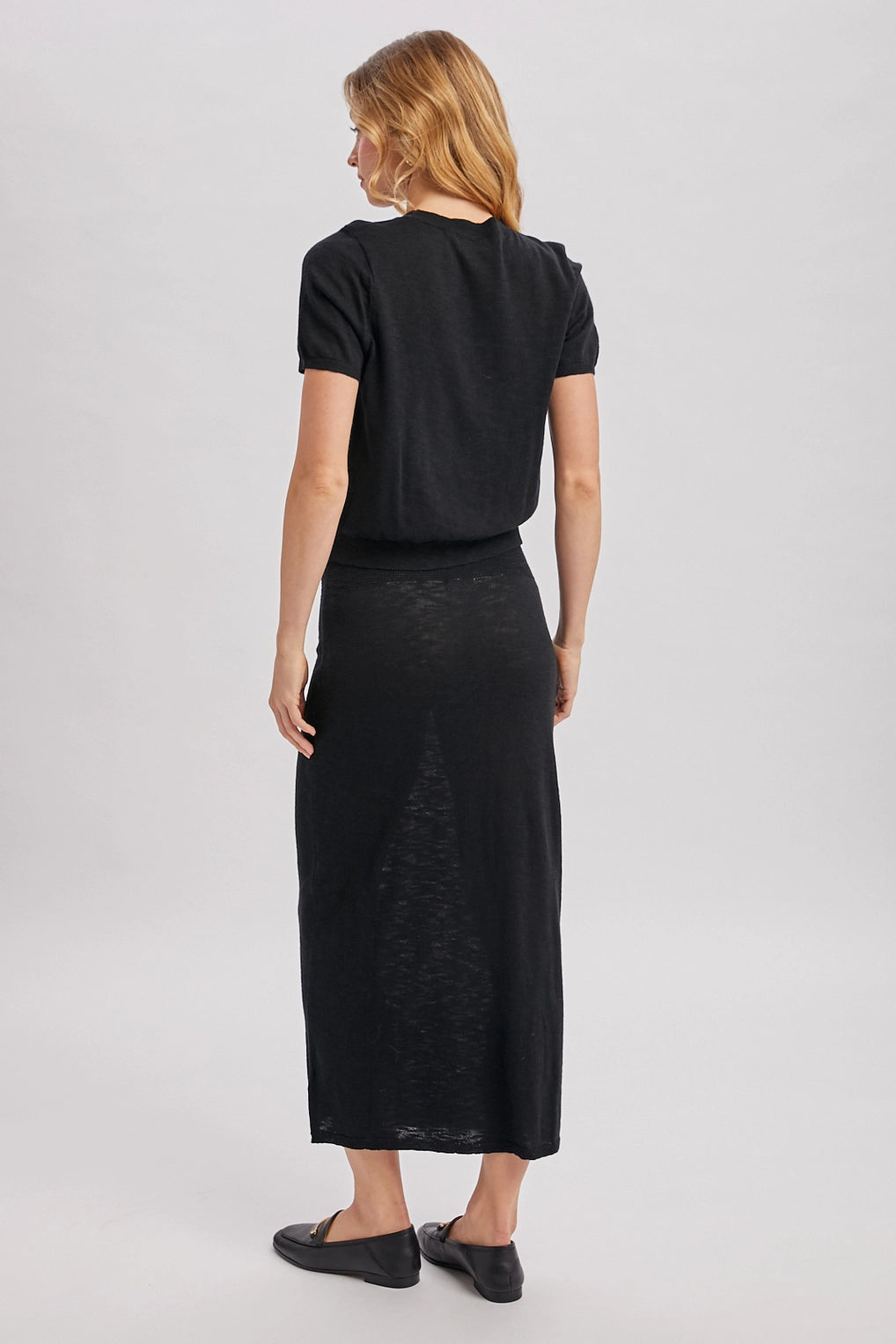 Crew Neck Knit Tee and Maxi Skirt Set