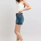 Dark Wash Denim Shield Pocket Shorts