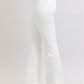 High Waist White Side Slit Slim Bootcut Jeans