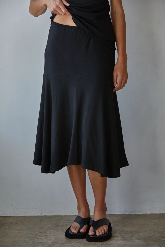 Knit Viscose Spandex Midi Skirt
